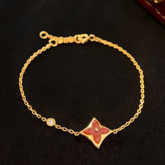 [Clover]COLOR STAR CARNELIAN PINK GOLD DIAMOND BRACELET