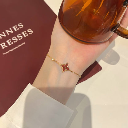 [Clover]COLOR STAR CARNELIAN PINK GOLD DIAMOND BRACELET