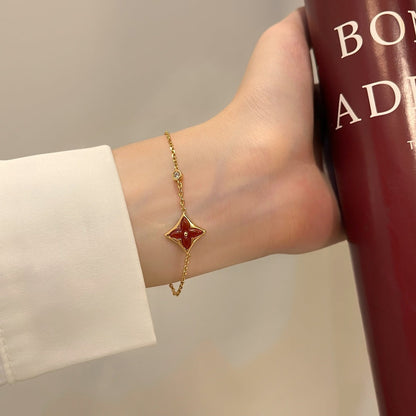 [Clover]COLOR STAR CARNELIAN PINK GOLD DIAMOND BRACELET