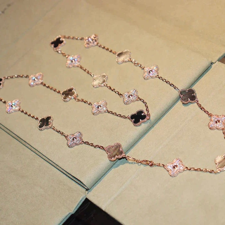 [Clover]CLOVER 20 MOTIFS DARK MOP DIAMOND  NECKLACE