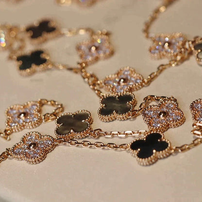 [Clover]CLOVER 20 MOTIFS DARK MOP DIAMOND  NECKLACE
