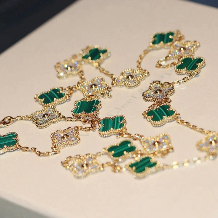 [Clover]CLOVER 20 MOTIFS MALACHITE DIAMOND NECKLACE