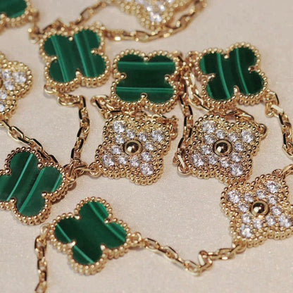 [Clover]CLOVER 20 MOTIFS MALACHITE DIAMOND NECKLACE
