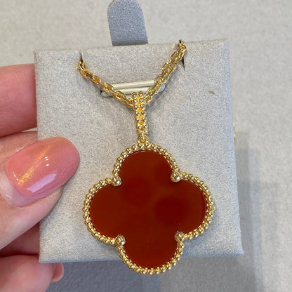 [Clover]CLOVER 25MM NECKLACE GOLD CARNELIAN
