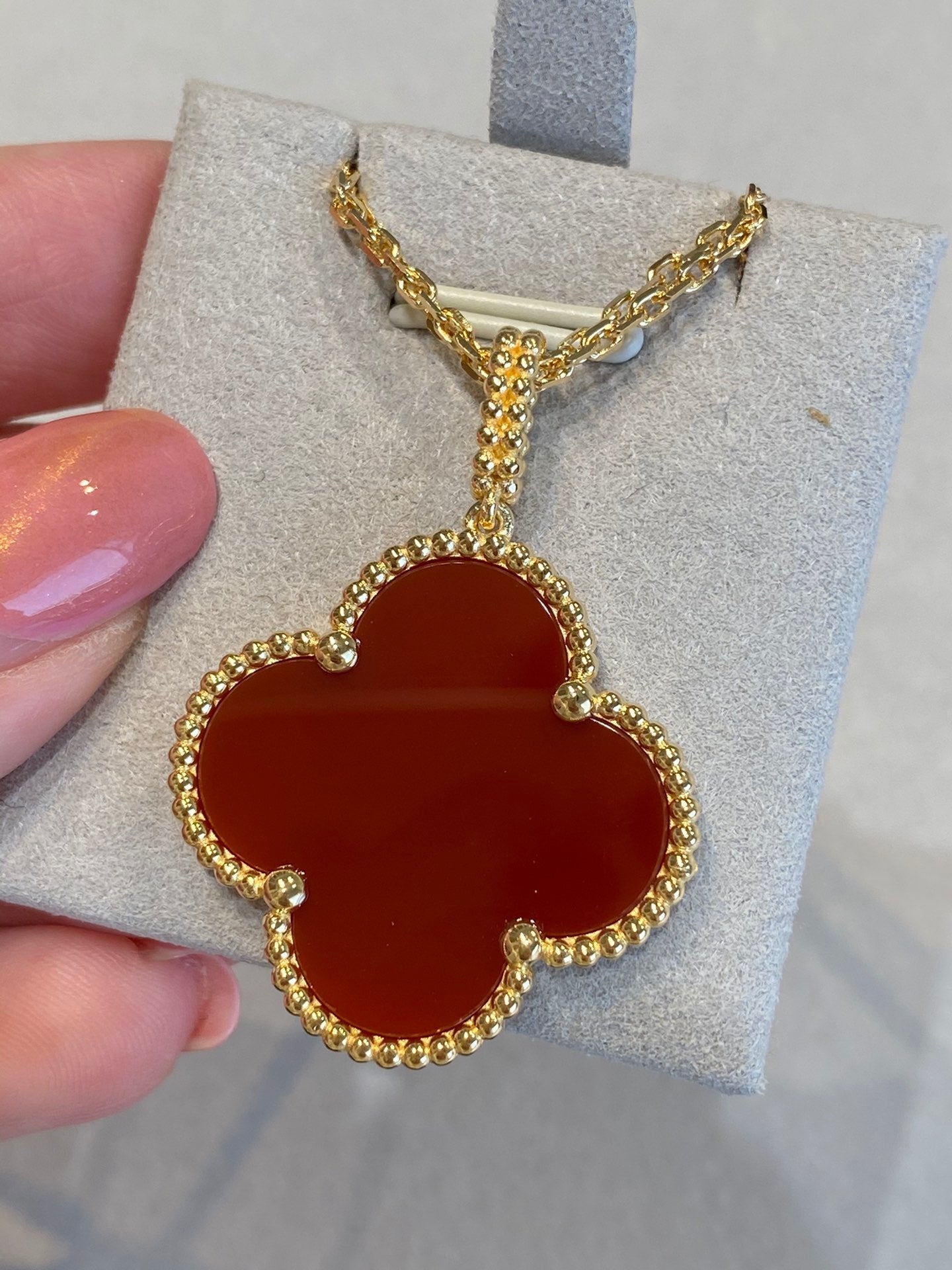 [Clover]CLOVER 25MM NECKLACE GOLD CARNELIAN