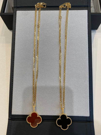 [Clover]CLOVER 25MM NECKLACE GOLD CARNELIAN