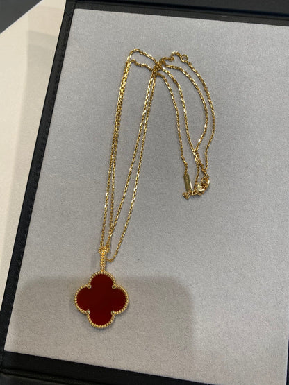 [Clover]CLOVER 25MM NECKLACE GOLD CARNELIAN
