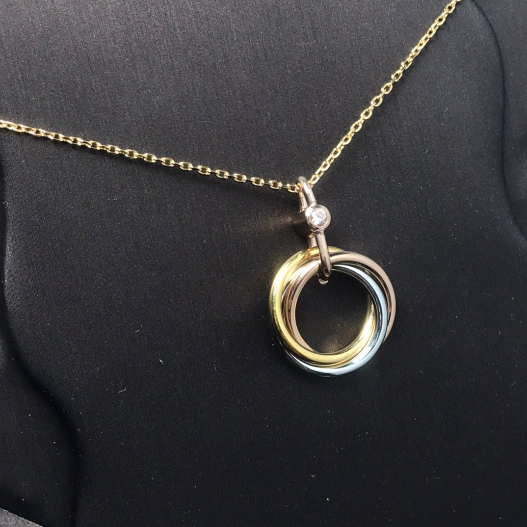 [Clover]TRINITY SILVER GOLD PINK GOLD NECKLACE
