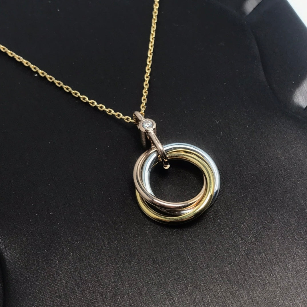 [Clover]TRINITY SILVER GOLD PINK GOLD NECKLACE