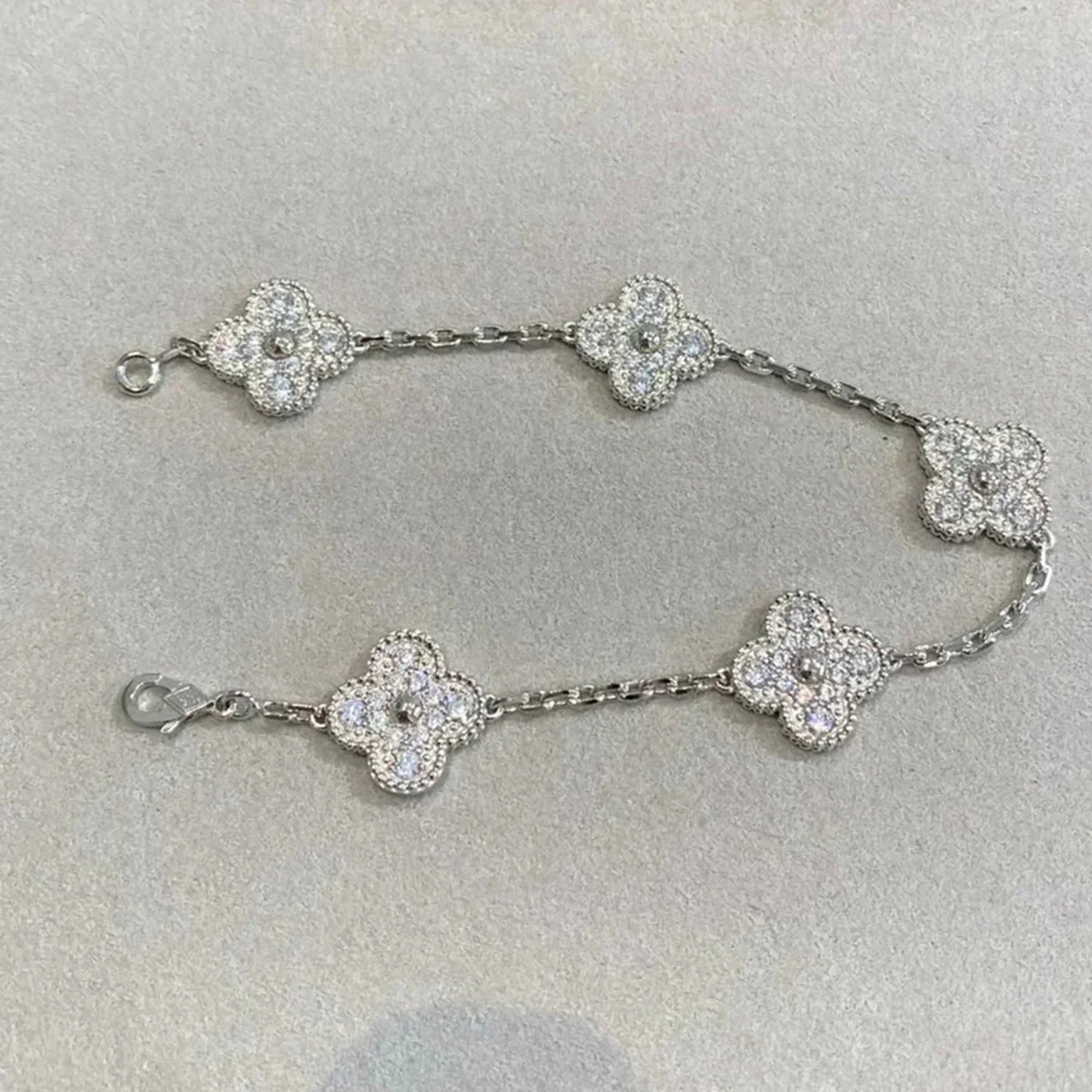 [Clover]CLOVER 5 MOTIFS  DIAMOND BRACELET SILVER