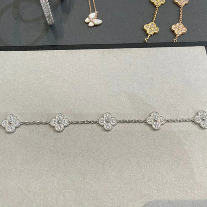 [Clover]CLOVER 5 MOTIFS  DIAMOND BRACELET SILVER