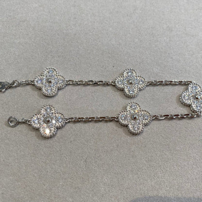[Clover]CLOVER 5 MOTIFS  DIAMOND BRACELET SILVER