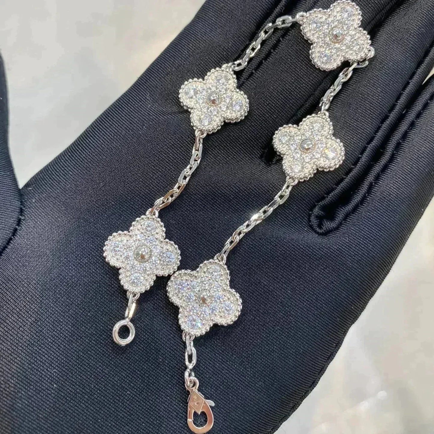 [Clover]CLOVER 5 MOTIFS  DIAMOND BRACELET SILVER