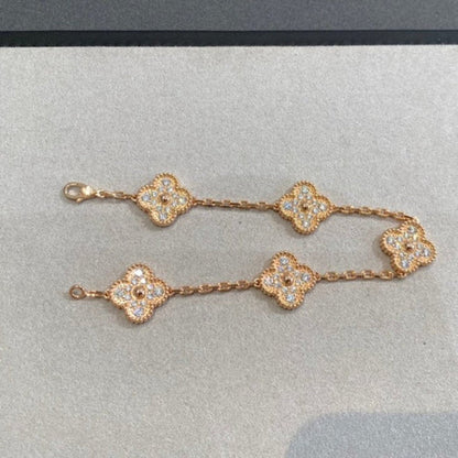 [Clover]CLOVER 5 MOTIFS  FULL DIAMOND BRACELET