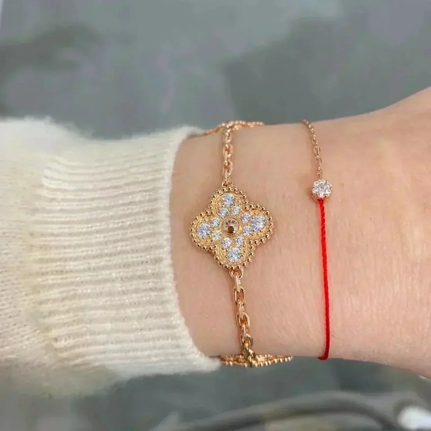 [Clover]CLOVER 5 MOTIFS  FULL DIAMOND BRACELET
