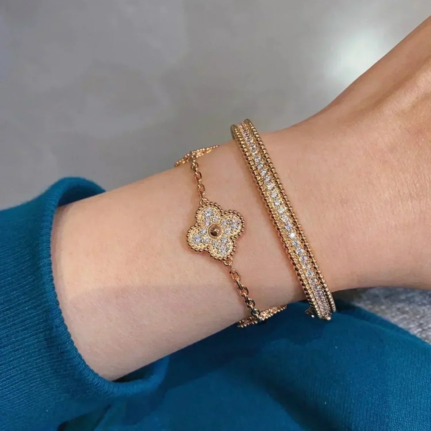 [Clover]CLOVER 5 MOTIFS  FULL DIAMOND BRACELET