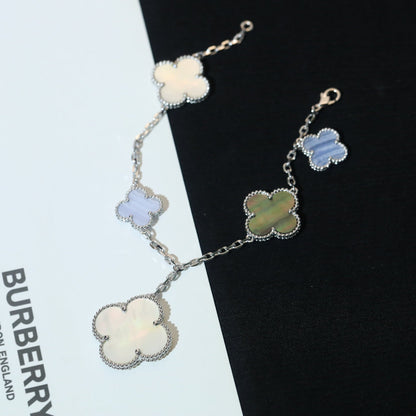[Clover]CLOVER BRACELET 5 MOTIFS MOP CHALCEDONY SILVER