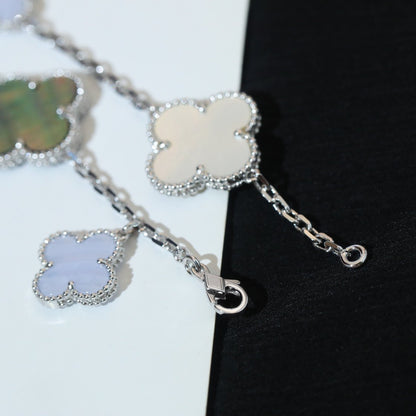 [Clover]CLOVER BRACELET 5 MOTIFS MOP CHALCEDONY SILVER