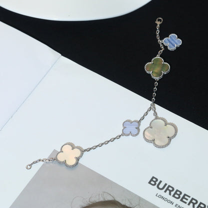 [Clover]CLOVER BRACELET 5 MOTIFS MOP CHALCEDONY SILVER