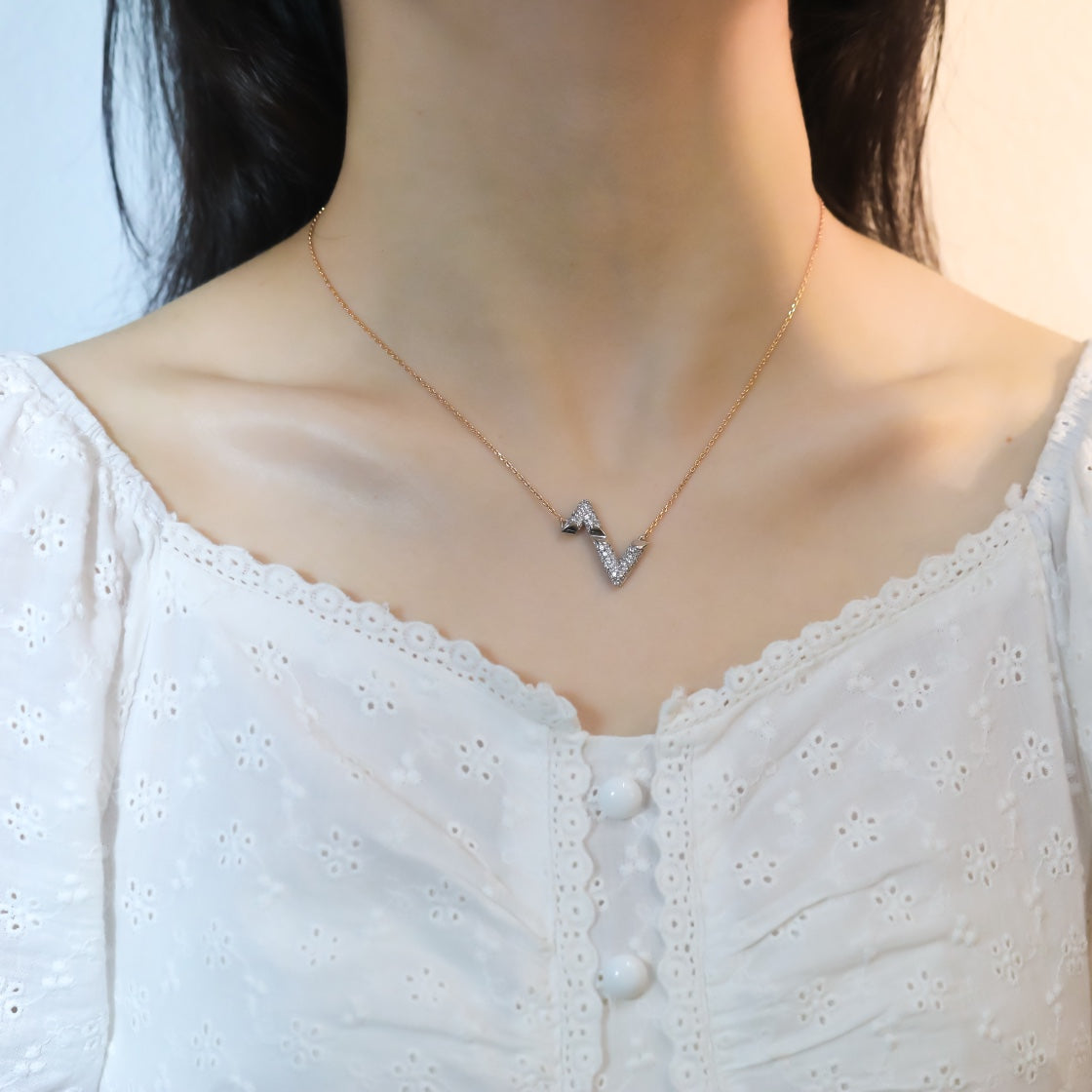 [Clover]VOLT SILVER DIAMOND PEDANT NECKLACE