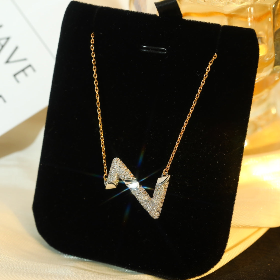 [Clover]VOLT SILVER DIAMOND PEDANT NECKLACE