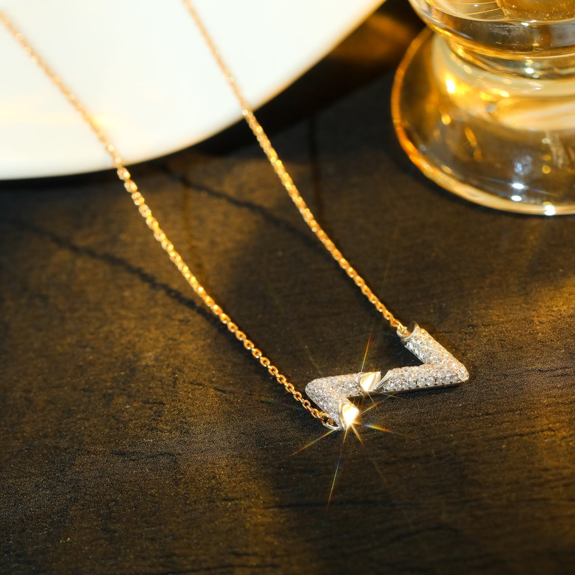[Clover]VOLT SILVER DIAMOND PEDANT NECKLACE