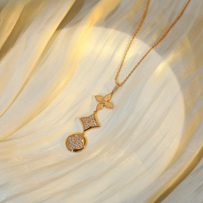 [Clover]STAR AND SUN DIAMOND PINK GOLD NECKLACE
