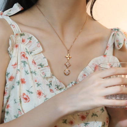 [Clover]STAR AND SUN DIAMOND PINK GOLD NECKLACE
