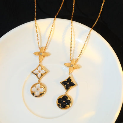 [Clover]STAR AND SUN ONYX PINK GOLD NECKLACE