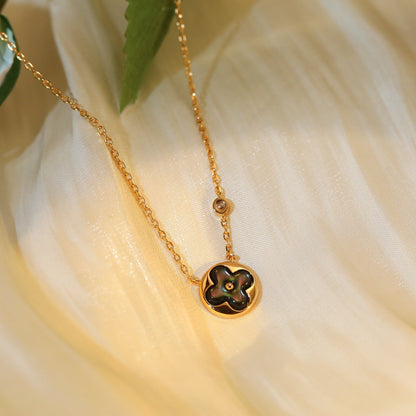 [Clover]SUN PEDANT PINK GOLD 1 DIAMOND NECKLACE