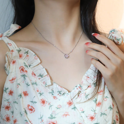 [Clover]SUN PEDANT PINK GOLD 1 DIAMOND NECKLACE