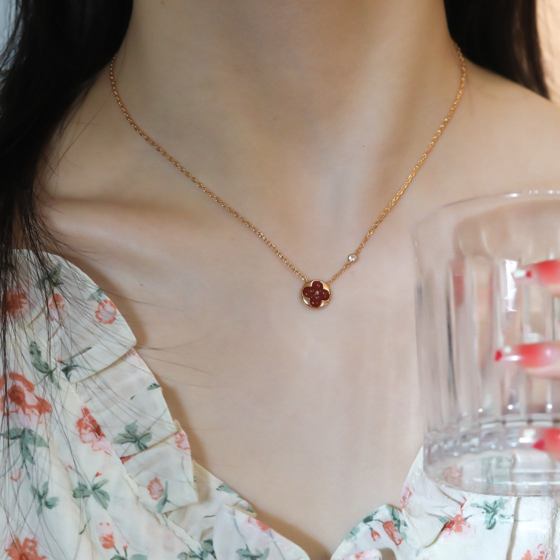 [Clover]SUN PEDANT PINK GOLD 1 DIAMOND NECKLACE