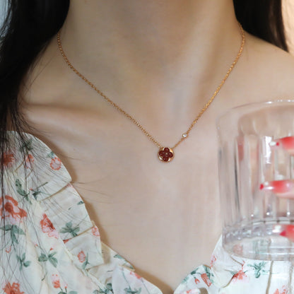 [Clover]SUN PEDANT PINK GOLD 1 DIAMOND NECKLACE