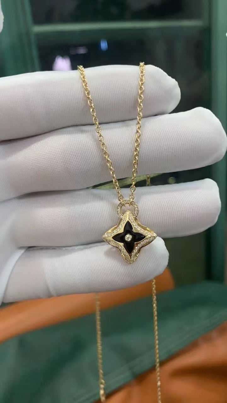 [Clover]STAR PEDANT PINK GOLD DIAMOND NECKLACE
