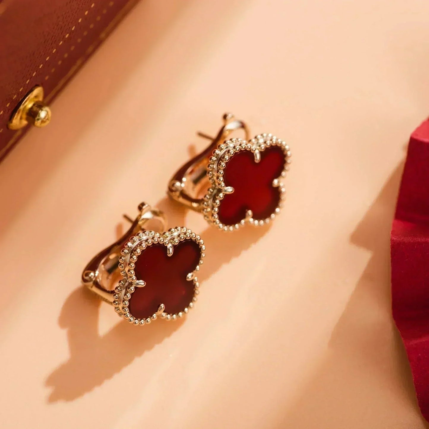 [Clover]CLOVER MEDIUM 1 MOTIFS CARNELIAN  EARRINGS