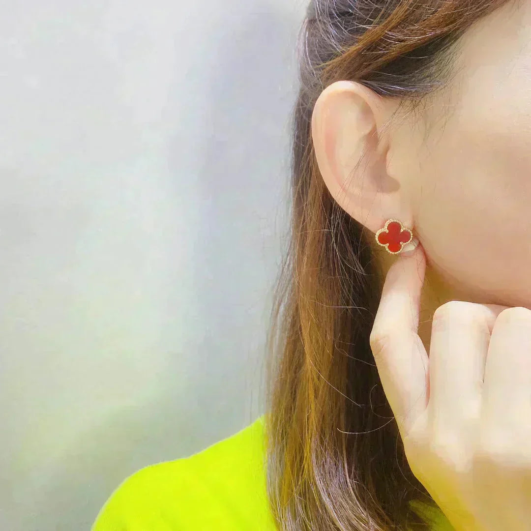 [Clover]CLOVER MEDIUM 1 MOTIFS CARNELIAN  EARRINGS