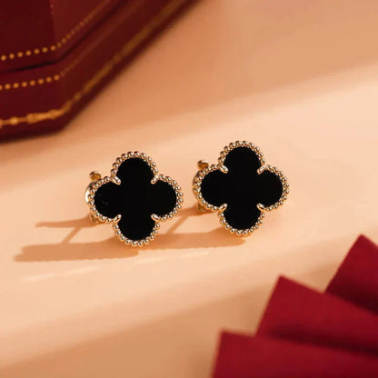 [Clover]CLOVER MEDIUM 1 MOTIFS  ONYX STUD EARRINGS