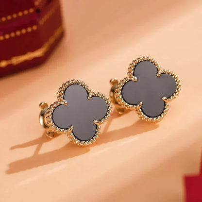[Clover]CLOVER MEDIUM 1 MOTIFS  ONYX STUD EARRINGS