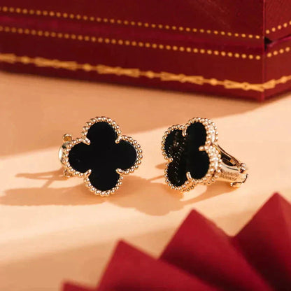 [Clover]CLOVER MEDIUM 1 MOTIFS  ONYX STUD EARRINGS