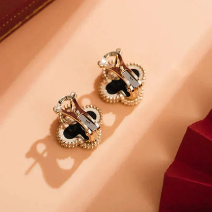 [Clover]CLOVER MEDIUM 1 MOTIFS  ONYX STUD EARRINGS