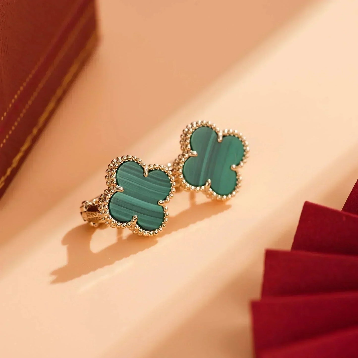 [Clover]CLOVER MEDIUM 1 MOTIFS MALACHITE  EARRINGS