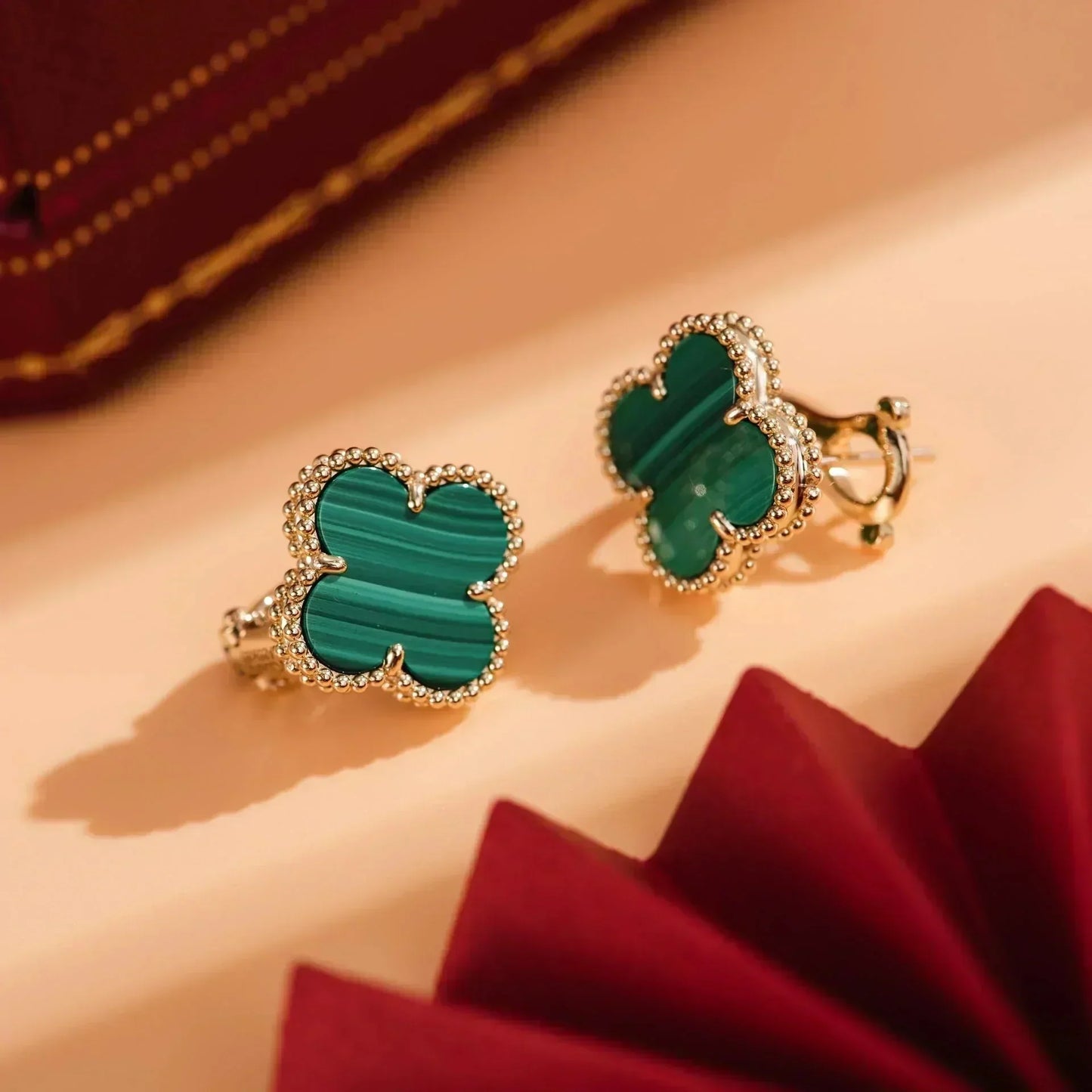 [Clover]CLOVER MEDIUM 1 MOTIFS MALACHITE  EARRINGS