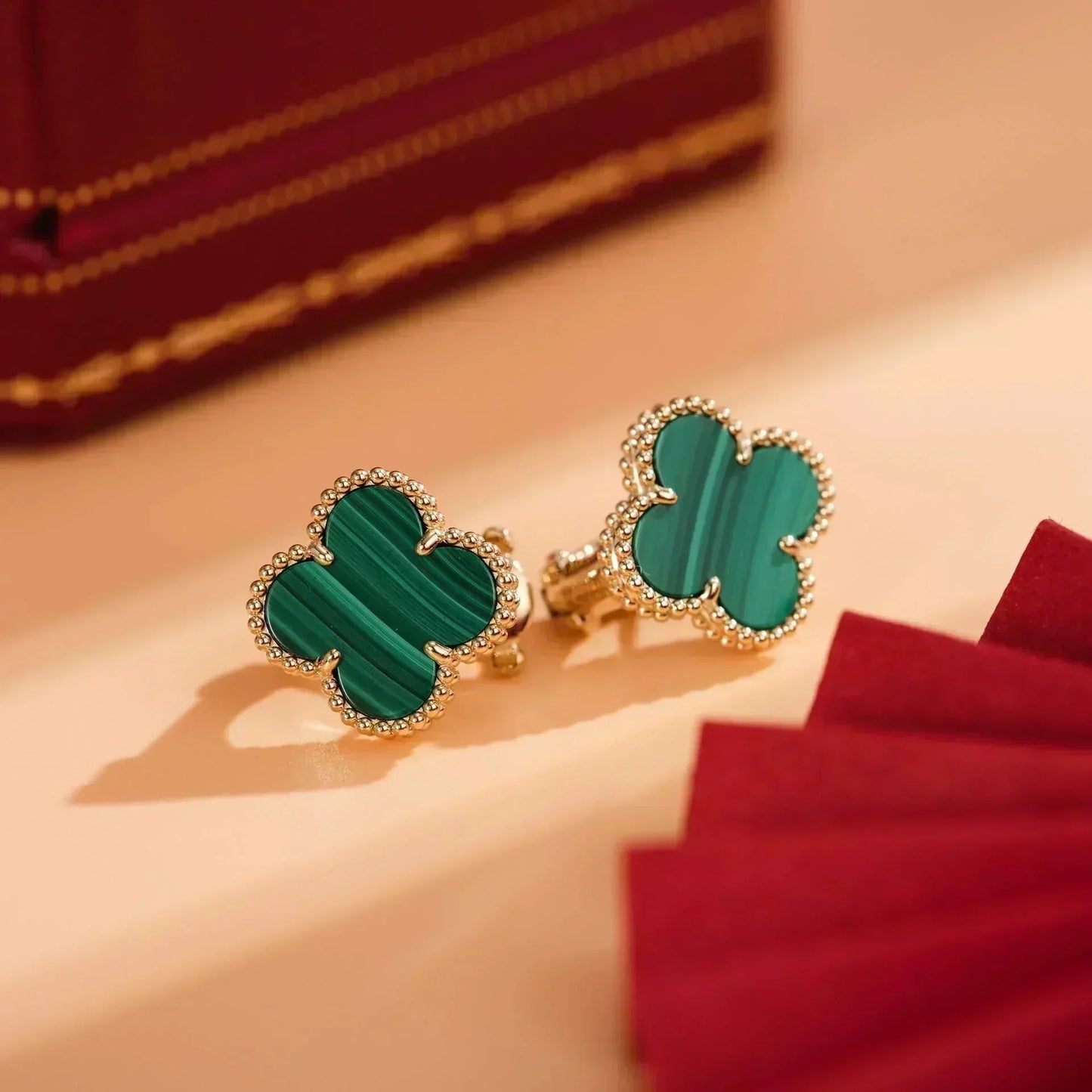 [Clover]CLOVER MEDIUM 1 MOTIFS MALACHITE  EARRINGS