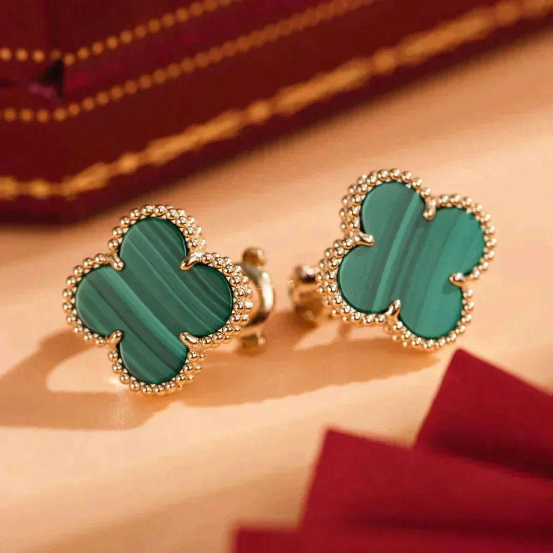 [Clover]CLOVER MEDIUM 1 MOTIFS MALACHITE  EARRINGS