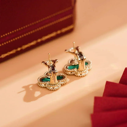 [Clover]CLOVER MEDIUM 1 MOTIFS MALACHITE  EARRINGS