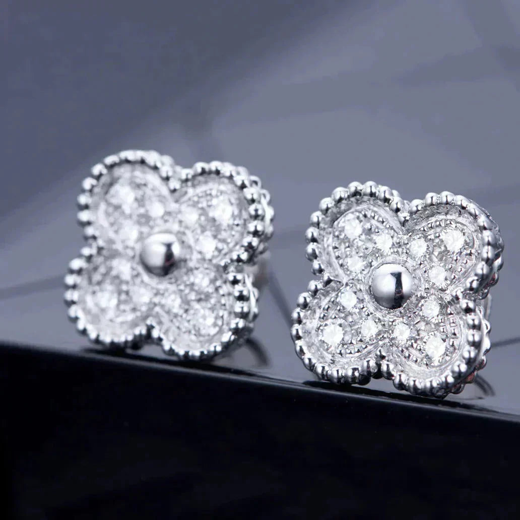 [Clover]CLOVER 1 MOTIFS DIAMOND STUD EARRINGS SILVER