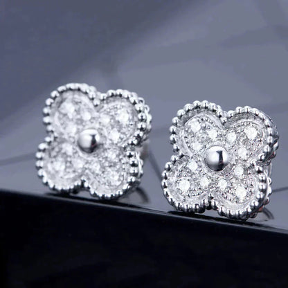 [Clover]CLOVER 1 MOTIFS DIAMOND STUD EARRINGS SILVER