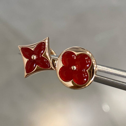 [Clover]STAR AND SUN PINK GOLD CARNELIAN STUD EARRINGS