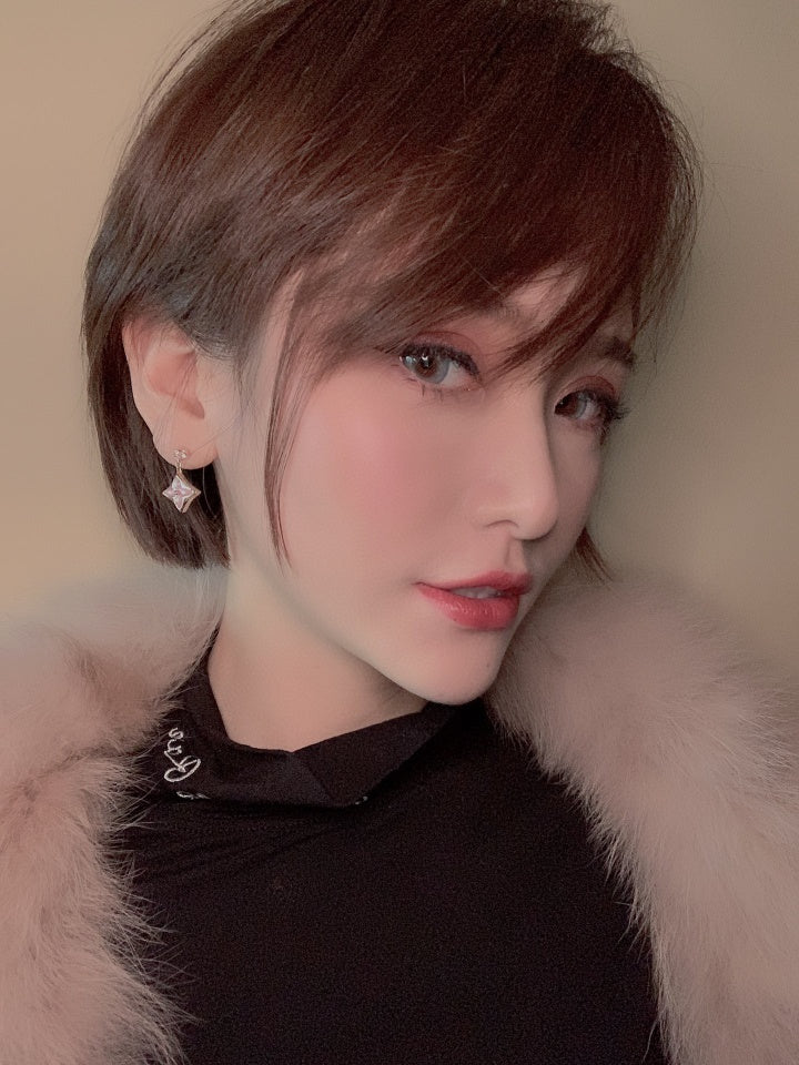 [Clover]DOUBLE STAR PINK GOLD MOP DROP EARRINGS