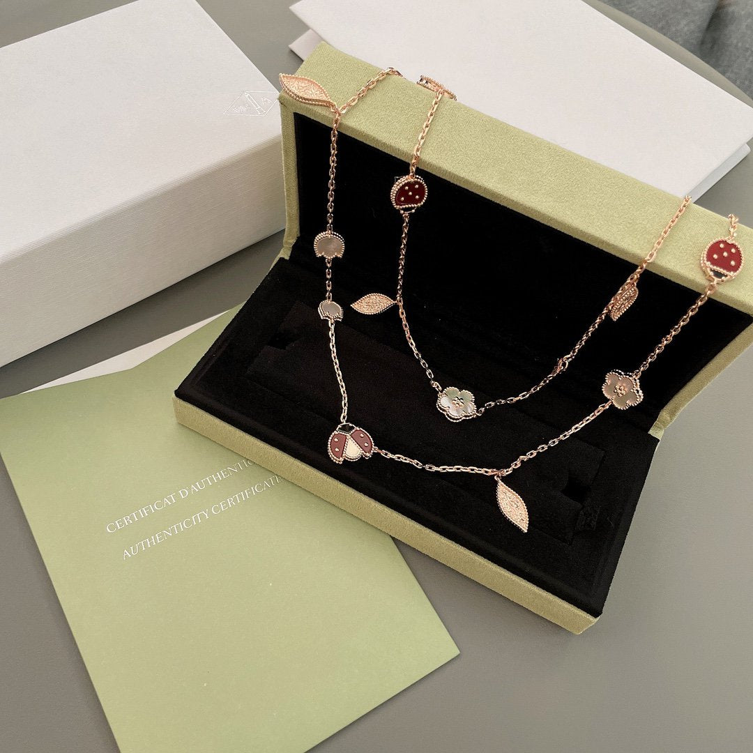 [Clover]LUCKY SPRING 15 MOTIFS ROSE GOLD NECKLACE